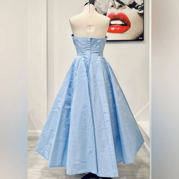 MARKARIAN Fiorela Light Blue Strapless Midi Dress - Picture 9 of 13